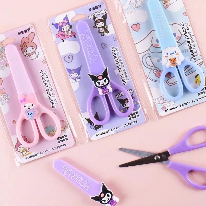 Sanrio Kuromi Tay Làm Kéo Cinnamoroll Giai Điệu Kawaii Trẻ Em An Toàn Vỏ Silicon Kid Văn Phòng Phẩm 