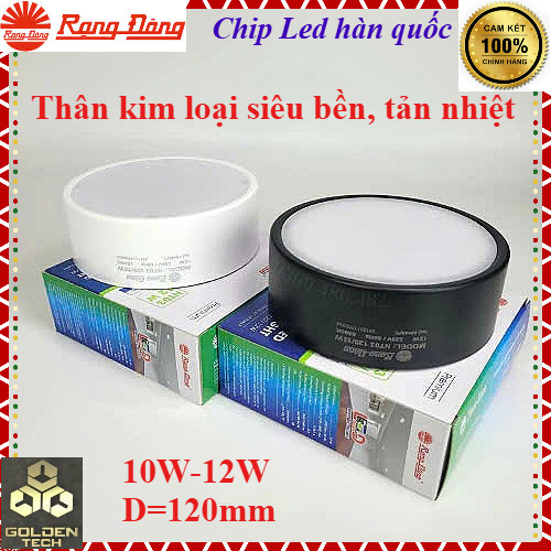 (Chính hãng) Đèn Led Downlight ốp nổi trần Tròn trang trí 10W-12W Rạng Đông Size 12cm -Kim loại NT03