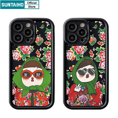 Suntaiho Ngộ nghĩnh Vỏ Hoa Áo Khoác Họa Tiết Cô Gái Ốp Điện Thoại Cho Iphone 16 15 14 12 13 11 Pro Max IP 7 8 Plus Iphon X Xs XR Xs Max Silicone Mềm Cao Cấp Chống Sốc Ốp Lưng