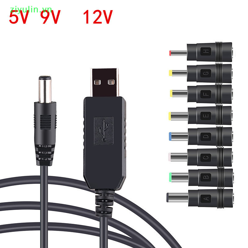 Ziyulin Cáp Nguồn USB Sang DC 5V Sang 12V Boost Chuyển Đổi 8 Bộ Chuyển Đổi USB Sang DC Jack Cáp Sạc Cho Wifi Router Loa Quạt Mini VN