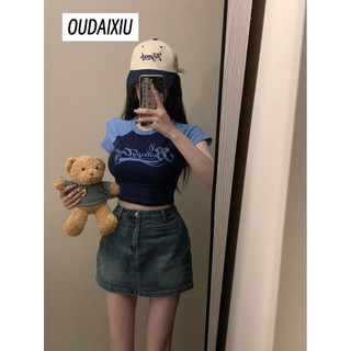 OUDAIXIU áo phông áo thun nữ croptop baby tee Dễ thương Hàn Phong Xu hướng thời trang WTX2410ND8 5Z240130