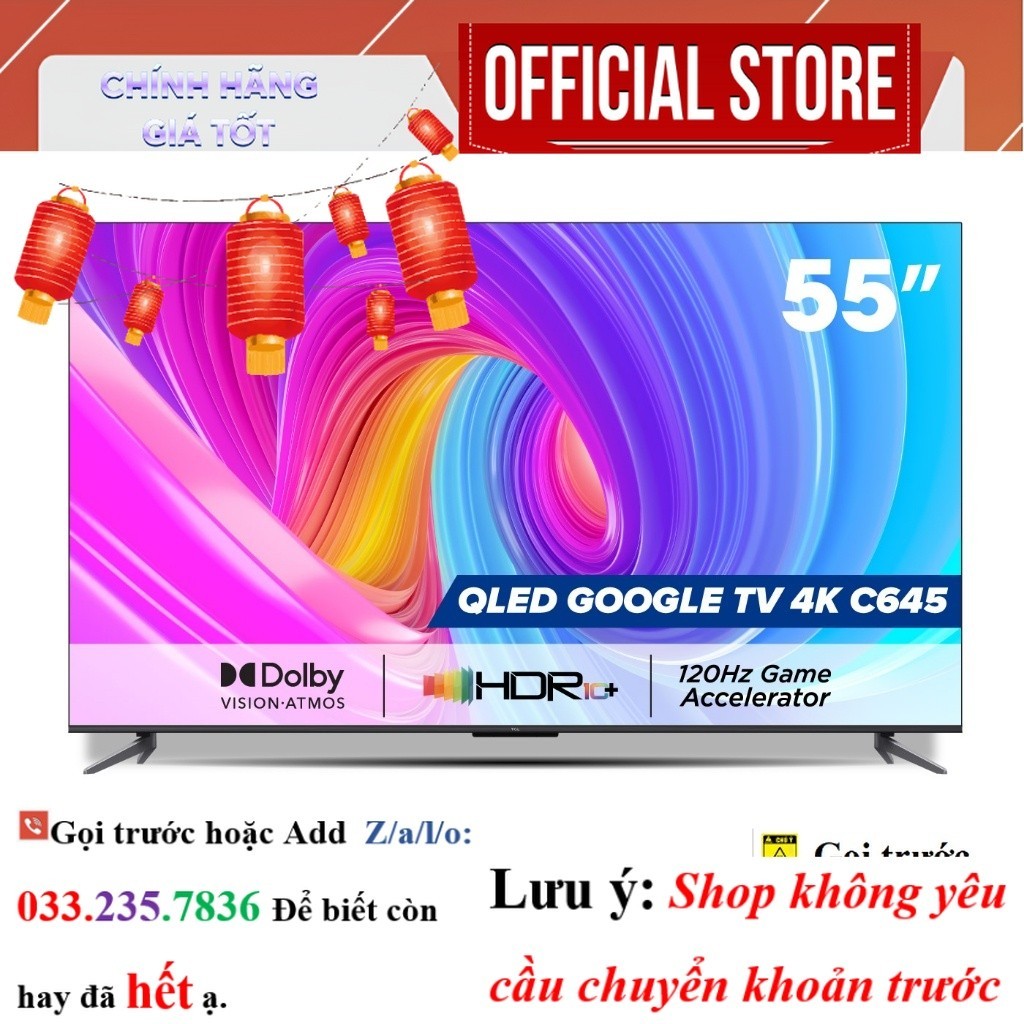 |New| QLED TV TCL 4K UHD - Tivi 55'' - 55C645 - Tivi 55 inch - Tivi cao cấp
