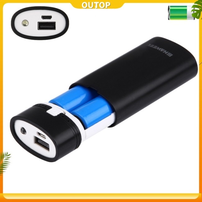 Ốp sạc di động OUTOP 2 khe HAWEEL 18650 có đầu ra và đèn báo giao diện USB