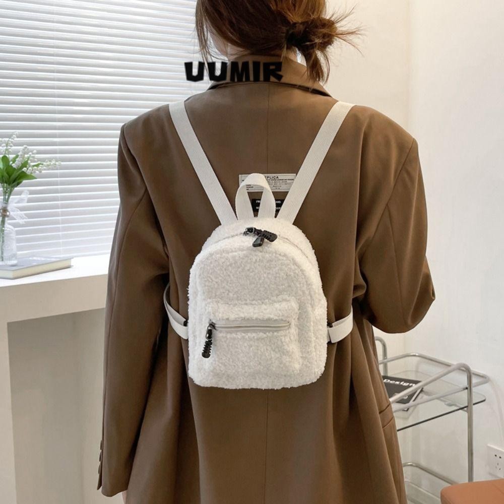 UUMIR Ba lô Mini sang trọng, Ba lô du lịch màu trơn nhẹ, Túi đeo vai Mini nhiều túi lông tơ mềm mại