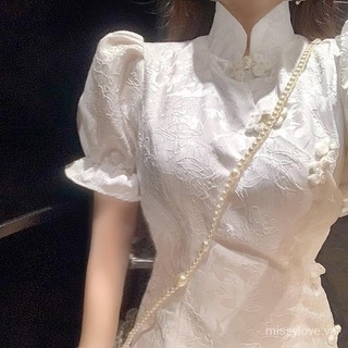 Nhỏ Nhật Thực Mùa Hè Phong Cách Mới Xương Trẻ Phiên Bản Cải Tiến Sườn Xám Nữ 2024 Cao Quý Đầm Tính Khí 1VRL
