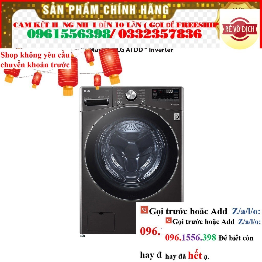 >> CH Máy giặt 21kg sấy 12kg lồng ngang LG AI DD™ Inverter màu đen F2721HVRB <<