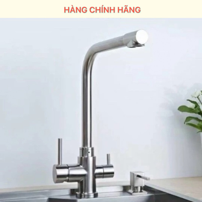 Vòi chậu rửa bát 3 đường nước nóng lạnh INOX 304 cao cấp - Loại 1