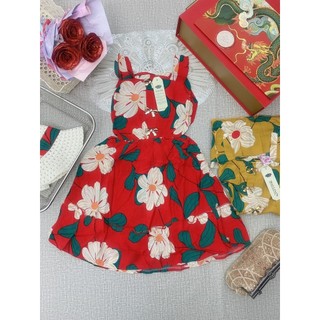 Váy lanh lụa cao cấp 2 dây tặng mũ cho bé 17-30kg. Váy lanh 2 dây size đại bé gái