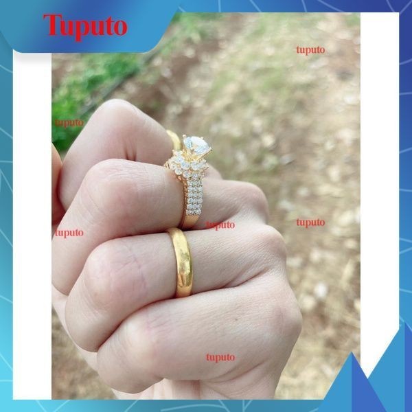 Nhẫn trơn 2 chỉ mạ vàng chuẩn 24k khắc mộc 9999 siêu bền màu