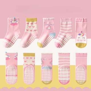 Trẻ Em Dễ Thương Chống Trơn Trượt Chấm Keo Giữa Ống Tất Trung Bình Lớn Trẻ Em Tất Thể Thao Trẻ Em Tầng Tất Cotton