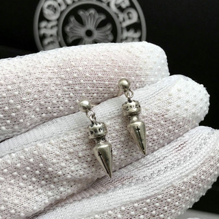 Chrome hearts bạc 925 chrome trái tim chữ thập nguyên bản tai cắm bông tai nhẫn hợp thời trang retro thái bạc mũi nhọn e