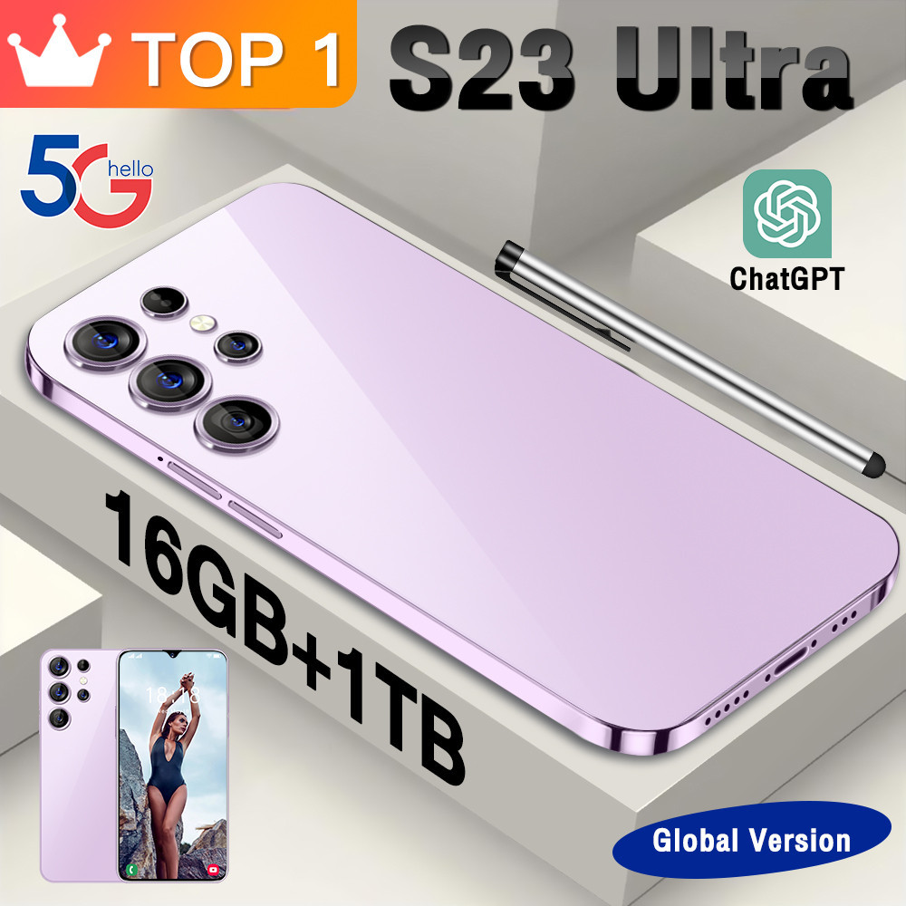 S23 Ultra Mới Chính Hãng 5G Điện Thoại Thông Minh Toàn Màn Hình 7.5 inch HD 16+1TB Dual SIM Điện Thoại Di Động Phiên Bản