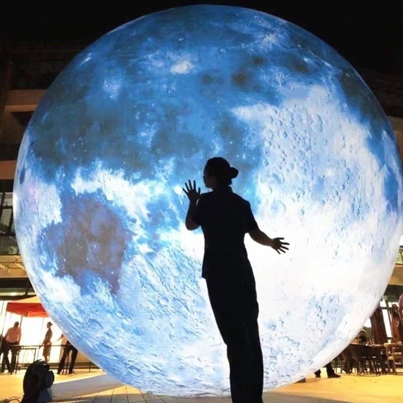 Mô hình bơm hơi mặt trăng phát sáng cỡ lớn Mô hình bơm hơi mặt trăng ngọc thỏ bằng PVC mô phỏng tùy 
