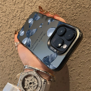 Ốp lưng hình con bướm cứng màu xanh dễ thương Tương thích cho IPhone 15 14 12 13 11 Pro XS Max XR X Plus Vỏ điện thoại thẩm mỹ chống sốc