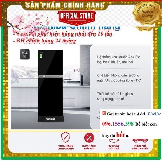 <Sale> Tủ lạnh Toshiba Inverter 194 lít GR-A25VM(UKG1) - Mới 100%