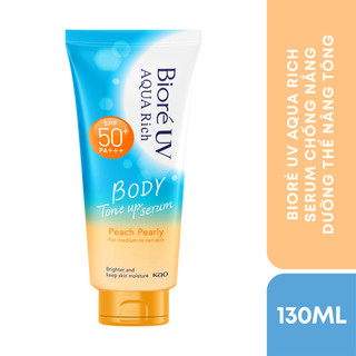 Bioré UV Aqua Rich Serum Chống Nắng Dưỡng Thể Nâng Tông Peach Pearly 130ml