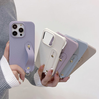 Da Dây Đeo Tay Vỏ Điện Thoại Cho IPhone 14 15 Pro Max IP 11 12 13 Pro Max Nửa Gói Bảo Vệ Chống Sốc Dây Đeo Cổ Tay Bao
