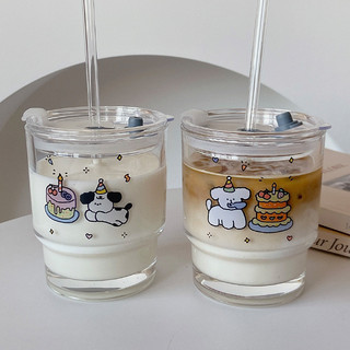 Kính rơm cốc bánh cún con cốc sinh viên uống cốc thủy tinh cốc