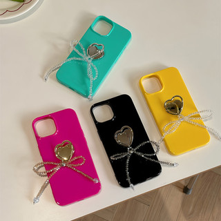 Cô Gái Hàn Quốc Ngọc Trai Nơ Cho iPhone15promax Ốp Điện Thoại 13 Vòng Đính Hạt Tay Khóa Đứng Chống Rơi 14promax Bao Gồm Tất Cả Vỏ Mềm 12 Tươi Màu Trơn 11 14plus 15plus Vỏ Điện Thoại