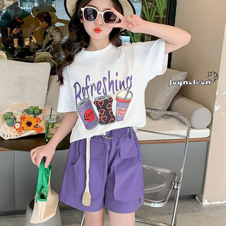 Joyncleon Bộ đồ bé gái Mùa hè Bộ đồ mùa hè dành cho trẻ em Bé gái bé trai lớn tay ngắn Bộ hai mảnh Không có thắt lưng