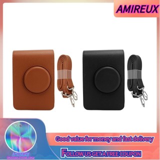 Zjchao Túi Đựng Máy Ảnh Retro Túi Ốp Lưng Da PU Dây Đeo Có Thể Điều Chỉnh Lớp Lót Mềm Bảo Vệ Phù Hợp Với Máy Ảnh Fujifilm Mini EVO