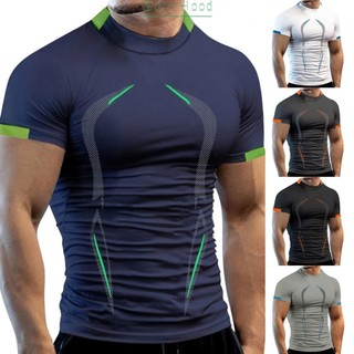 Mens o neck workout tee quick dry blouse slim fit gym top short sleeve#bbhood