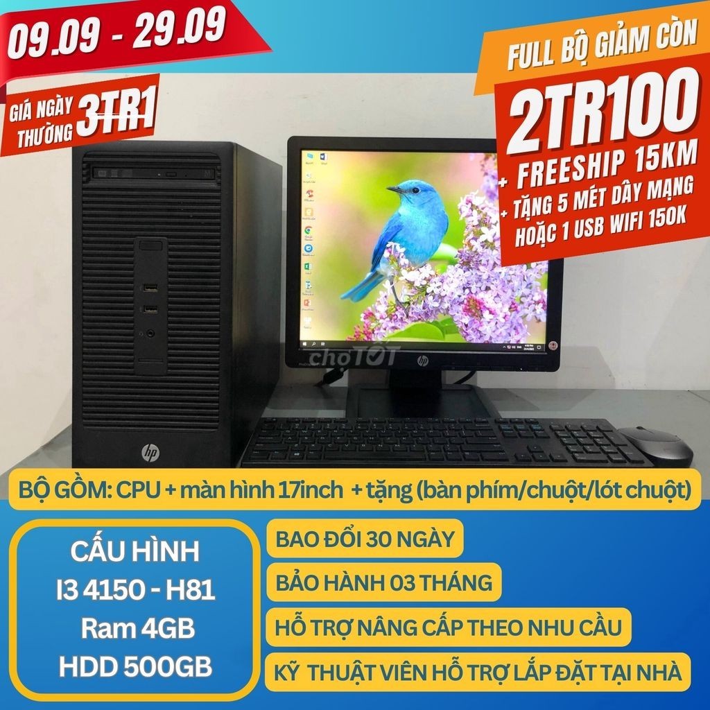 Full Bộ I3 4150, main H81, ram 4GB, ổ HDD 500GB màn 17inch | BigBuy360 - bigbuy360.vn