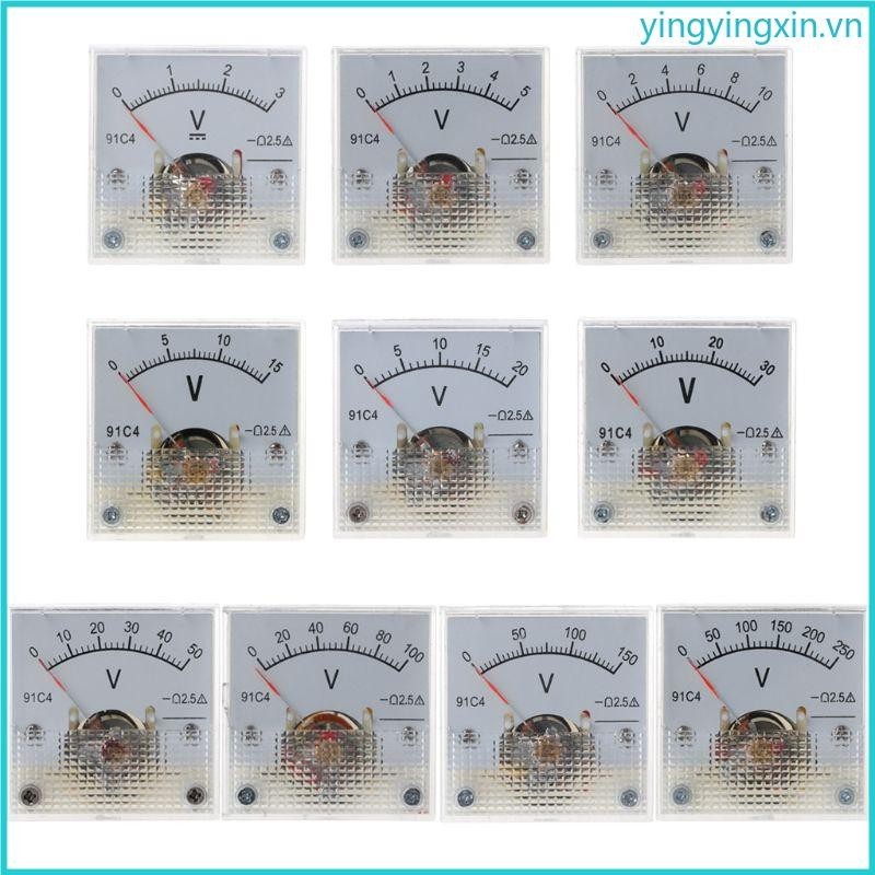 Yin 10 Loại Con trỏ Vôn kế 2 5 Độ chính xác Vuông Analog Volt Con trỏ Bảng điều khiển kim Đồng hồ đo điện áp hình chữ nhật Kiểm tra