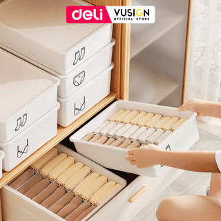 Hộp Đựng Đồ Lót Nhựa Chia Ngăn Siêu Dày DELI Có Khay Có Nắp Đa Năng Đựng Đồ Lót, Tất Vớ Gọn Tiện Lợi