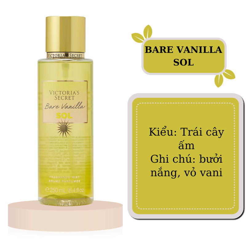 TESTER BARE VANILLA SOL - XỊT THƠM BODY MIST VICTORIA'S SECRET