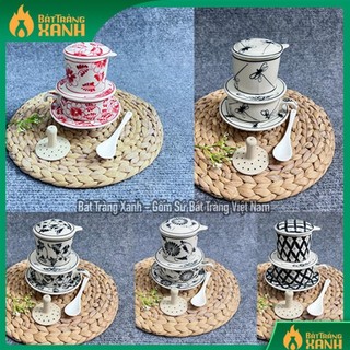 Giá xưởng bộ phin ly tách cà phê gốm sứ bát tràng - phin pha coffee gốm sứ - phin lọc cà phê rang xay