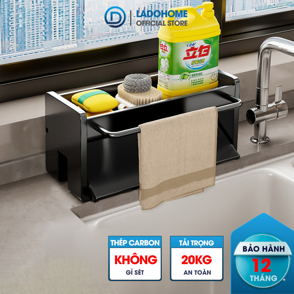 Kệ để đồ rửa chén, nước rửa chén bát, giẻ lau để bồn rửa LH-2345 thép carbon sơn nhiệt chống rỉ sét