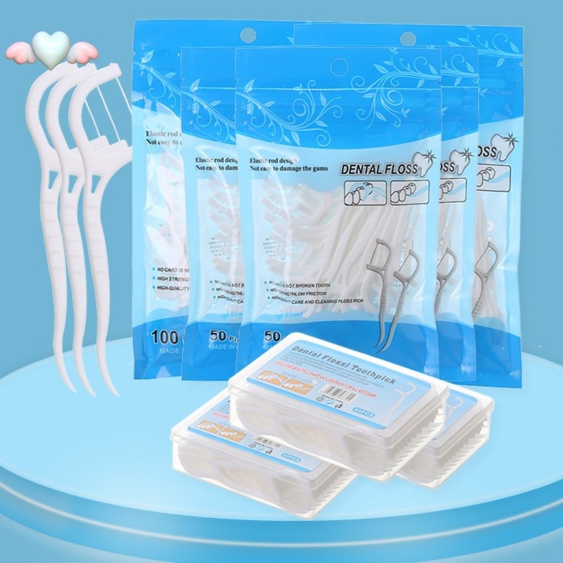  Bộ 100 Tăm Chỉ Nha Khoa Chăm Sóc Răng Miệng 7.5cm