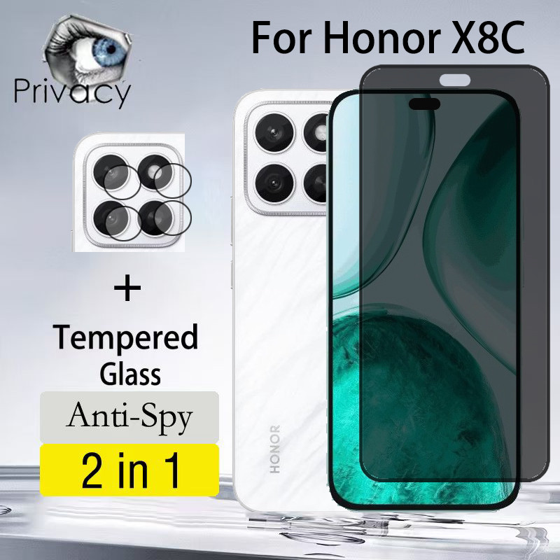 Kính cường lực bảo vệ màn hình riêng tư chống nhìn trộm 2 trong 1 Honor X8C cho Honor X8C X7C X6C 4G
