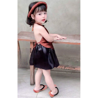 Bộ áo yếm đào kèm chân váy YD1 và mấn cho bé gái