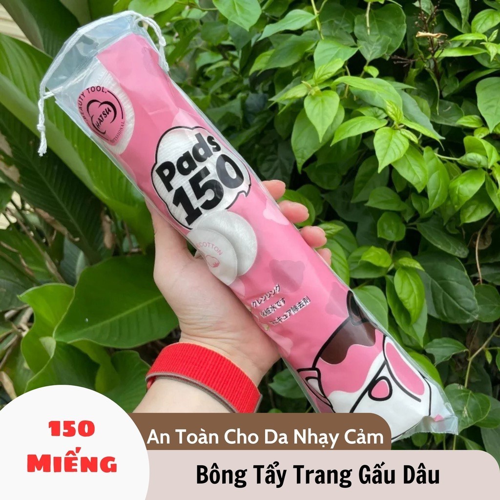 Combo 3 Gói Bông Tẩy Trang 150 Miếng Gấu Dâu LOTSO Chính Hãng Giấy Nội Địa Trung Chính Hãng