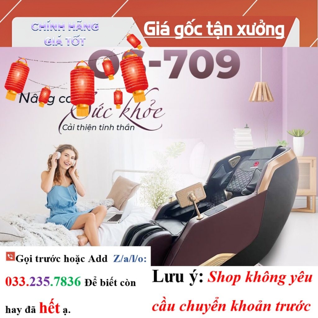 <new> Ghế massage toàn thân Okinawa Os-709 4D, điều khiển giọng nói tiếng việt
