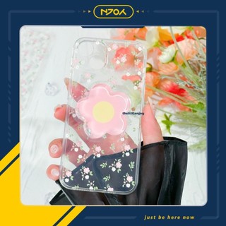 Ốp Lưng Trong Suốt In Hình Bông Hoa Màu Hồng  Cho Điện Thoại iPhone 11 12 13 14 Pro Max
