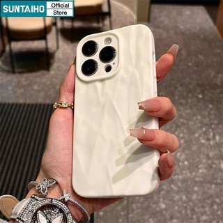 Suntaiho Đơn Giản Thời Trang Rắn Frosting Sóng Trắng Silicon Mềm Ốp lưng Iphone 15 14 12 13 11 Pro Max IP 7 8 Plus Iphon X Xs XR Xs Max Làm Dày Chống Sốc IP15 Ốp Lưng