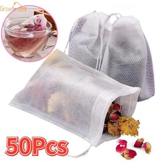 Bộ 50 túi trà dùng một lần túi lọc trà không dệt túi trà thảo dược dây đóng lọc giấy gia vị lọc túi trà thảo dược