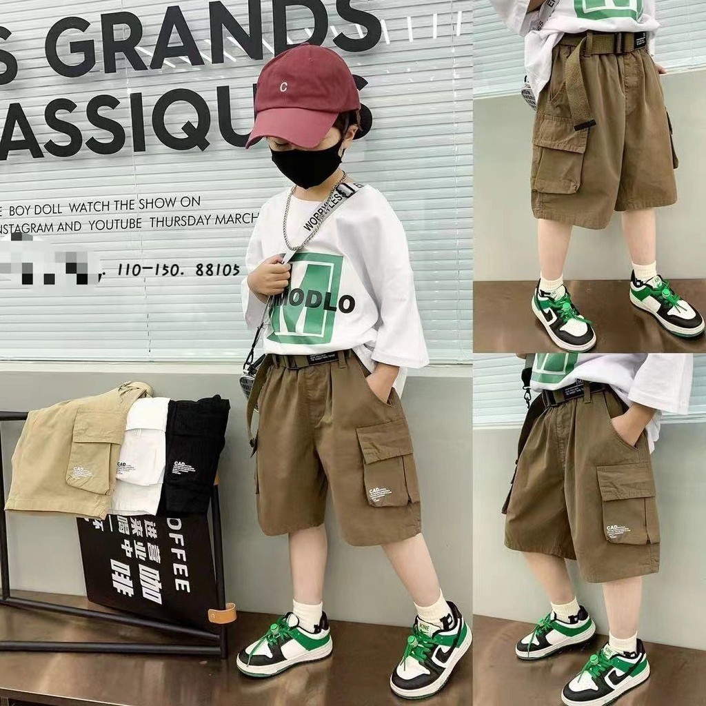 Quần short bé trai quần đùi chất liệu kaki hàn đứng form túi hộp rộng rãi thoáng mát