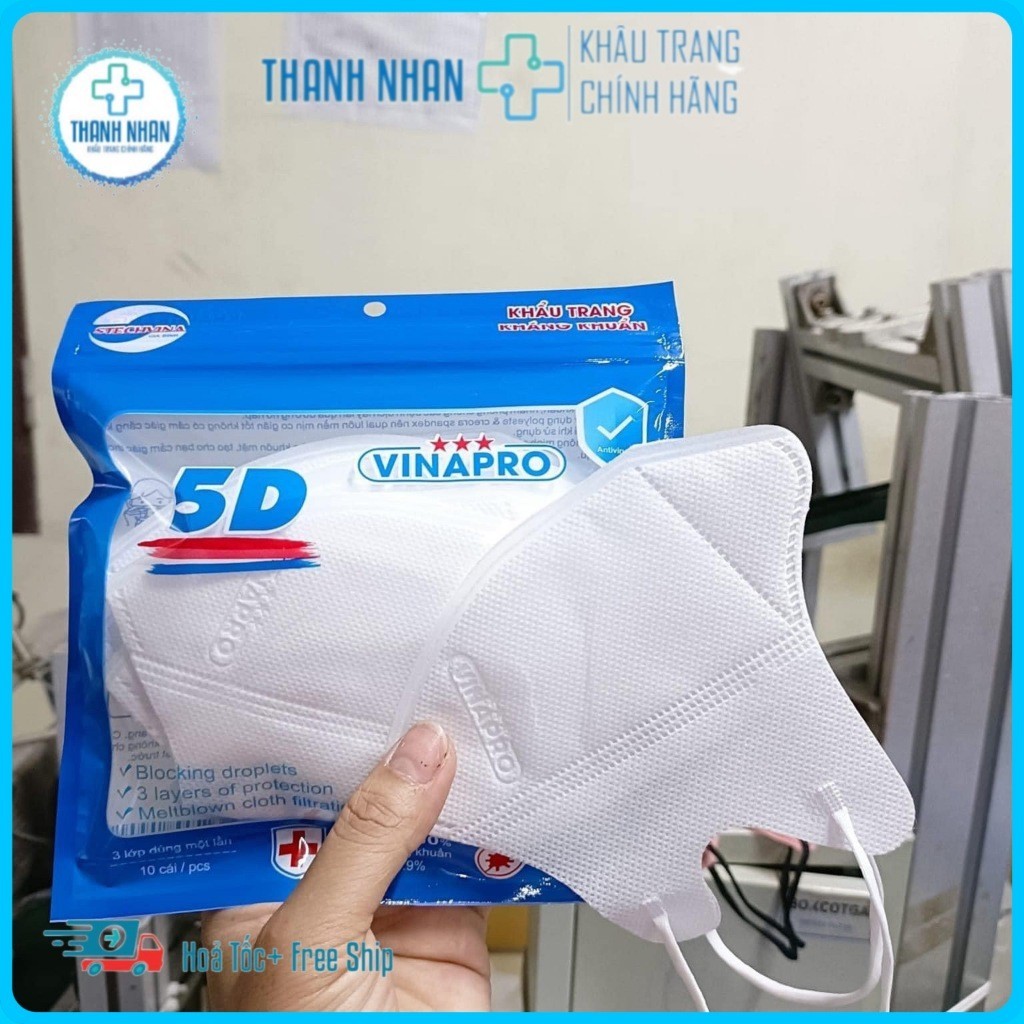 [THÙNG 400 CÁI] Khẩu Trang 5D Tấn Phát 3 Lớp Chống Bụi Mịn, Form Ôm Sát