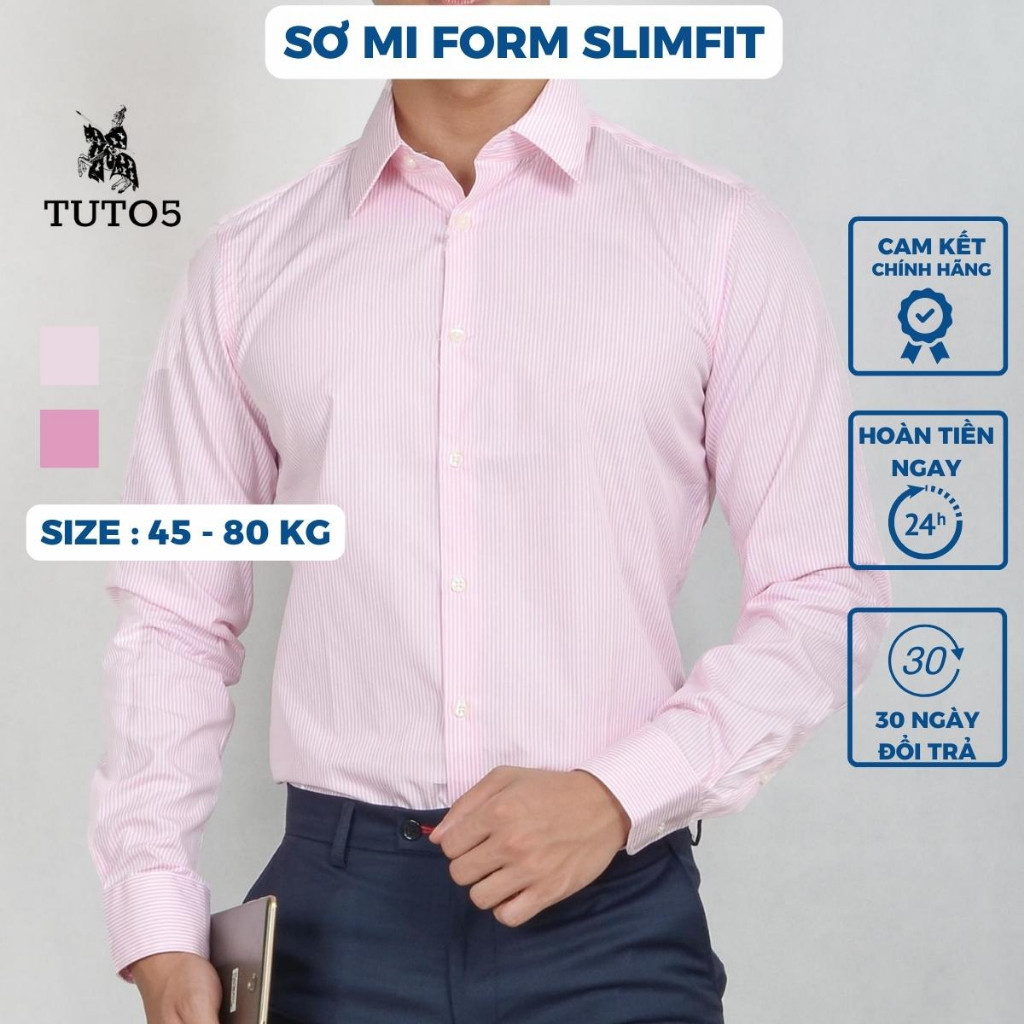 Áo sơ mi hồng kẻ sọc nam TUTO5 Menswear dài tay công sở cao cấp Slim fit Premium Shirt chống nhăn, lịch lãm TRISTAN336