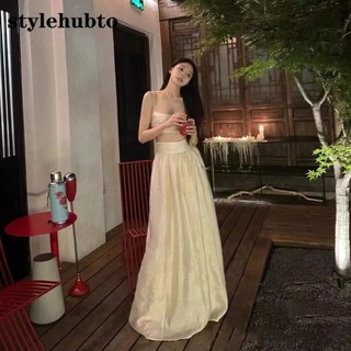 Stylehubto 6891 # Thiết kế Cảm giác xếp ly tinh khiết + Váy eo cao Bộ hai mảnh