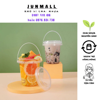 Xô nhựa đựng trà sữa 500ml 700ml 1000ml xô kèm quai xách