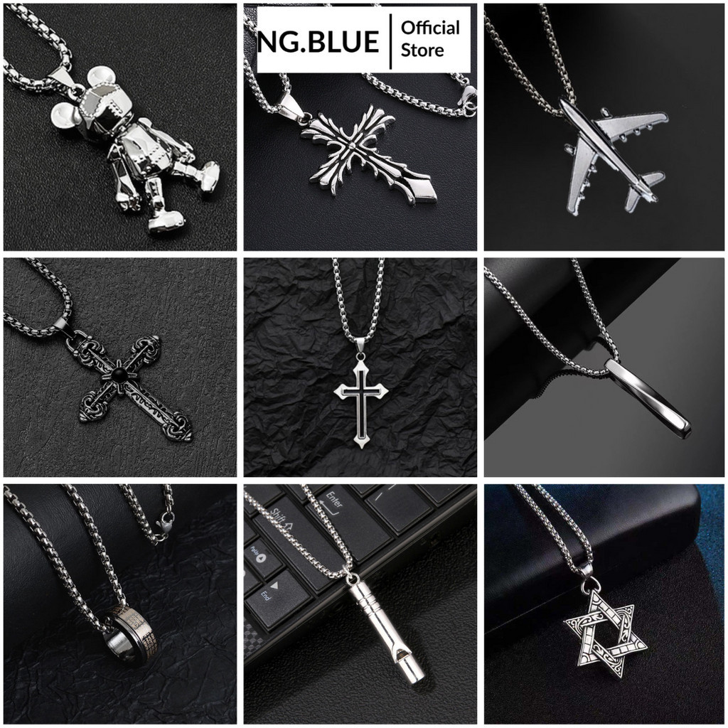 Vòng cổ dây chuyền nam nữ bạc đẹp hình chữ thập đính đá nhẫn gấu dây mắt xích phụ kiện trang sức thời trang dáng dài