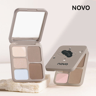 Novo Bảng phấn tạo khối nổi bật Phấn tạo khối Đường viền mặt thon gọn sống mũi cao Mờ làm sáng bóng mũi Cột tóc Phấn má hồng tất cả trong một
