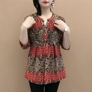 Giữa Dài Băng Lụa Co Giãn Ba Phần Tư Tay Áo Thun In Hình Xuân Hè Phong Cách Mới Rời Bao Bụng Mẹ Bo