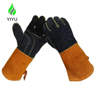 Yiyu đôi găng tay hàn da, găng tay an toàn làm việc chống axit da bò, găng tay hàn bảo vệ lao động chịu lực bền đẹp, găng tay sân vườn