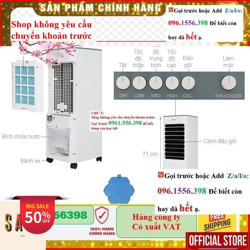 <Rẻ>  [Rẻ vô địch] Quạt điều hòa mini hơi nước ,không khí Midea AC100-18B